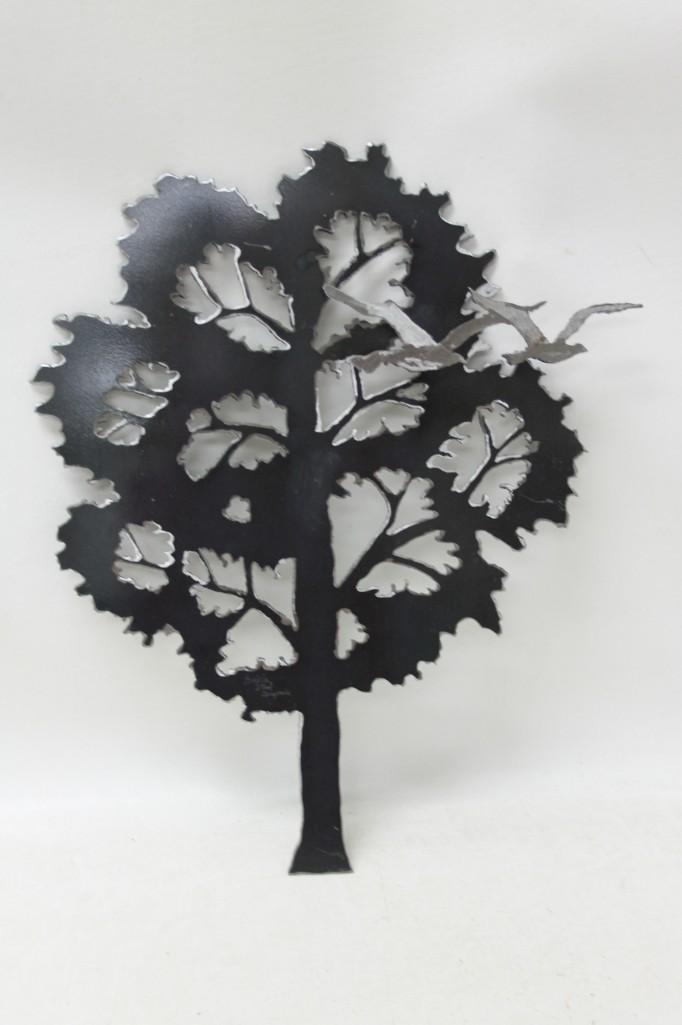 Metal Tree Art Sculpture - Signed Prairie Steel (1 of 3)