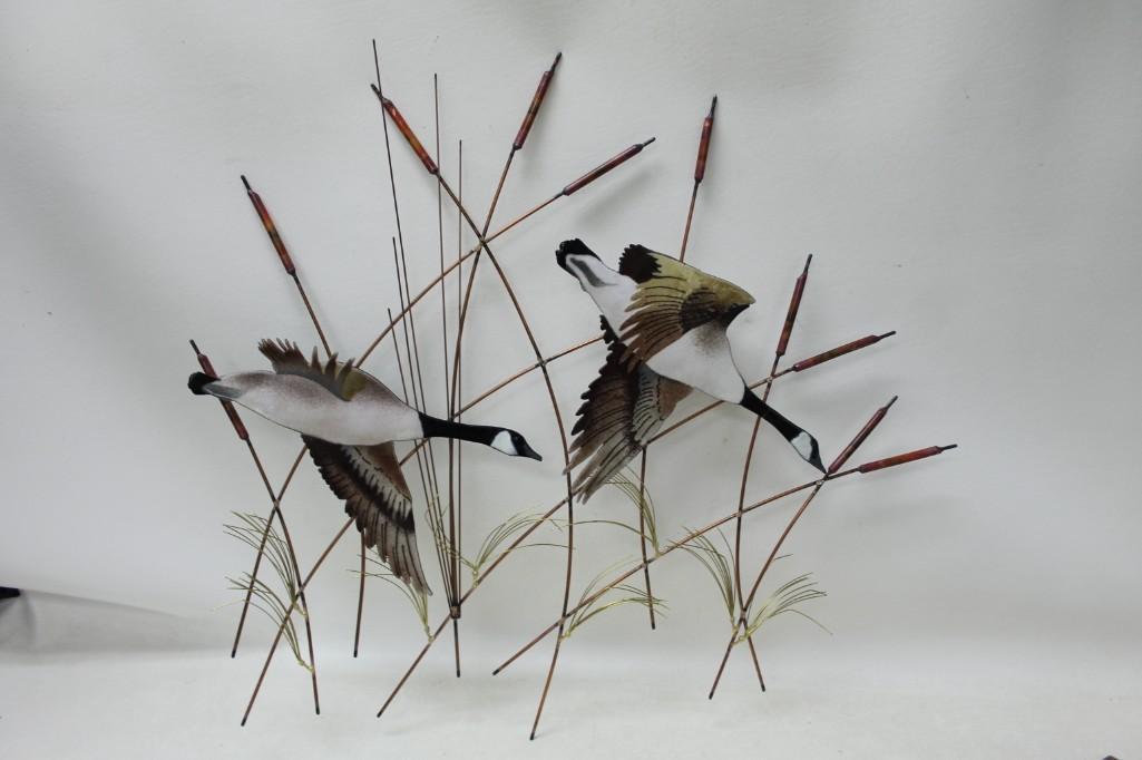 Metal Duck Sculpture with Cattails (1 of 4)
