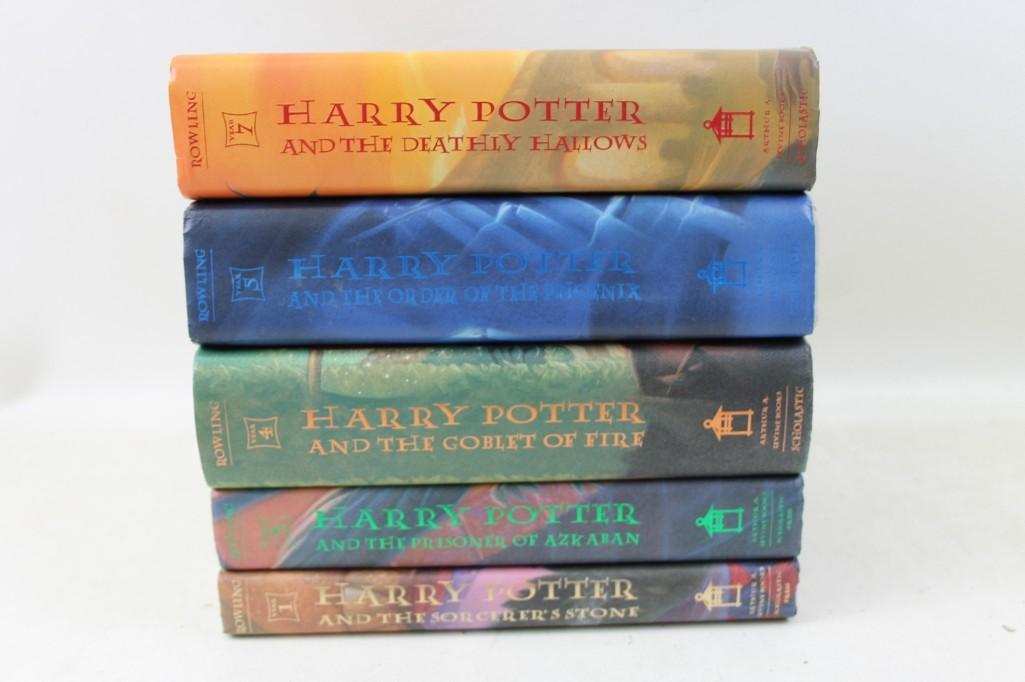 Lot of 5 Harry Potter 1st Edition Books 1,3,4,5 and 7 (1 of 6)