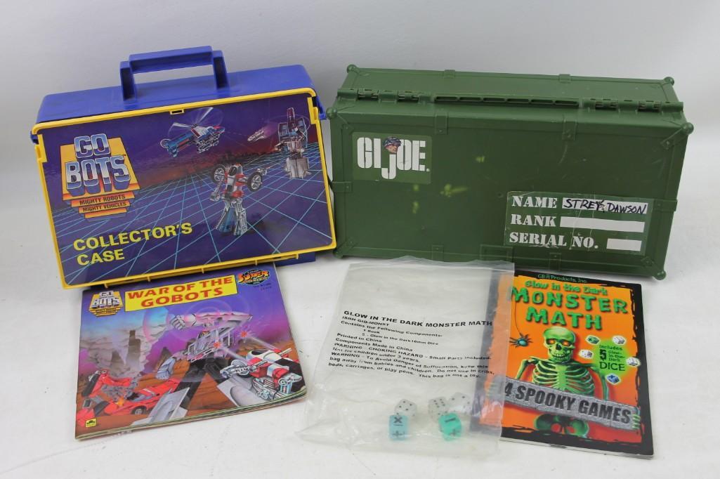 Vintage Toy Lot - Go Bots Collector's Case and book, GI: Vintage Toy Lot - Go Bots Collector's Case and book, GI Joe Case - Glow in the Dark Monster Match Game