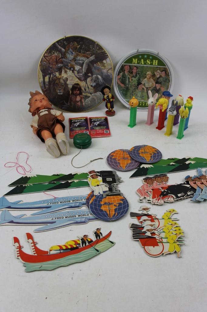 Misc. Lot - Pez Dispensers, MASH Collector Plate, Doll, (1 of 14)