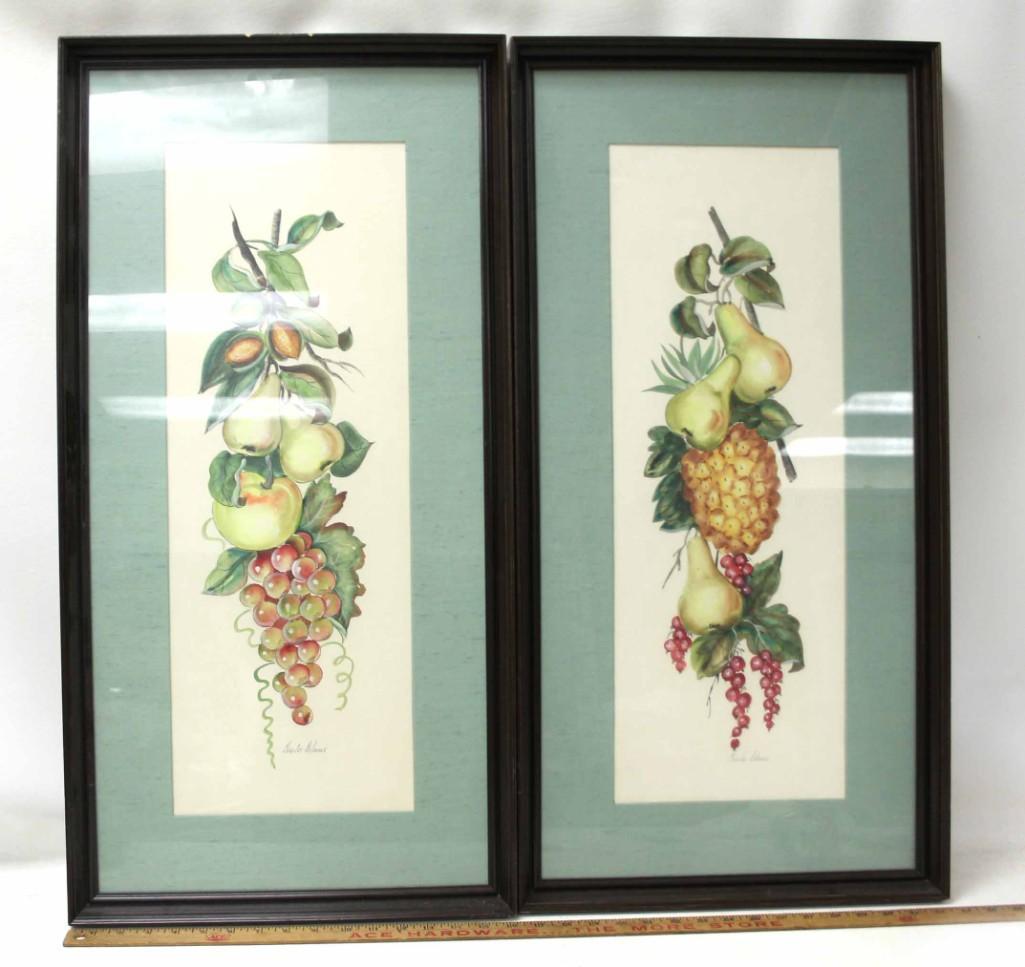 Charles Adams Fruit Watercolor Paintings , Framed and: Charles Adams Fruit Watercolor Paintings , Framed and Matted