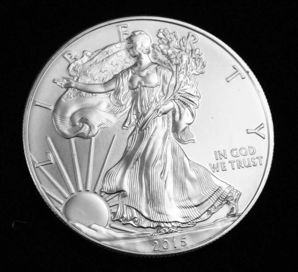 2015 BU American Silver Eagle 1 Oz Silver Round Coin (1 of 2)