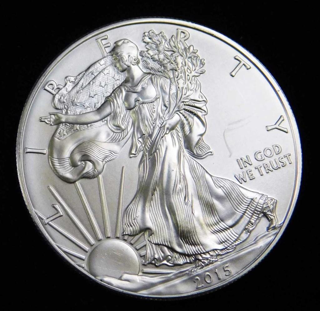 2015 BU American Silver Eagle 1 Oz Silver Round Coin (1 of 2)