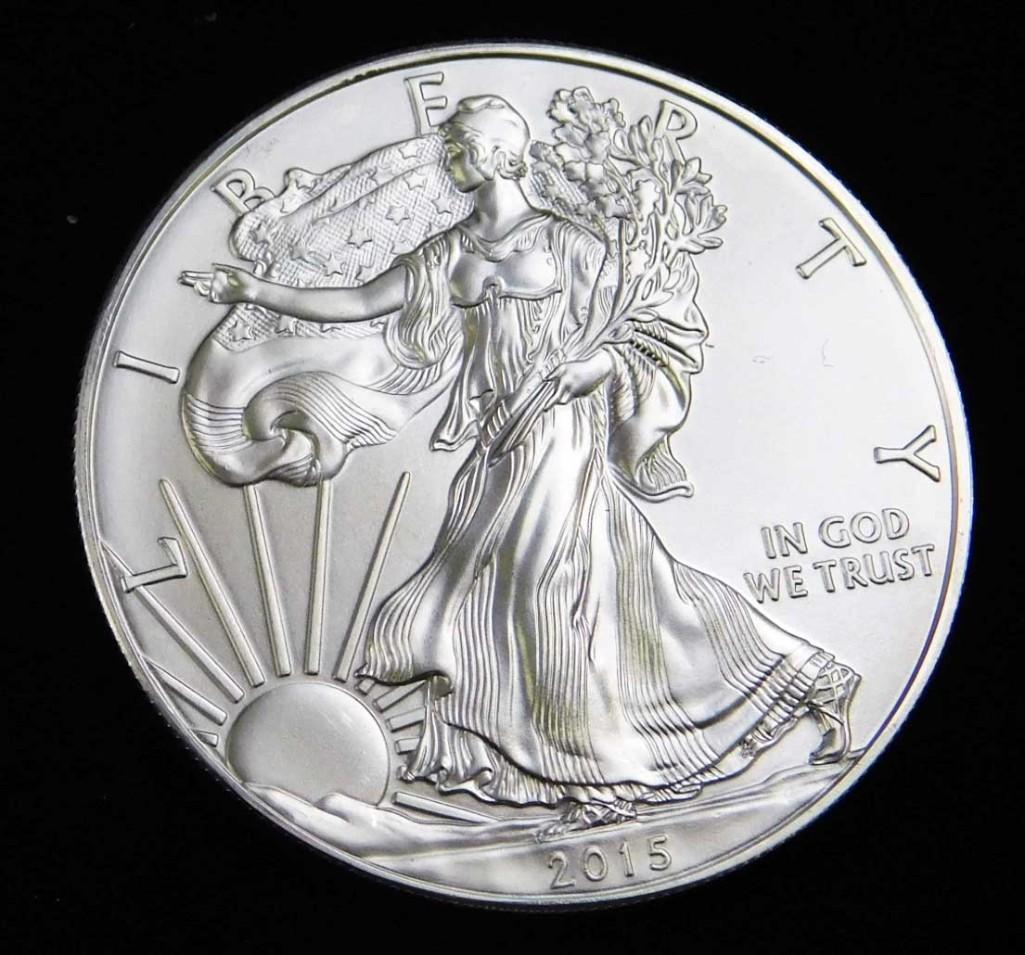 2015 BU American Silver Eagle 1 Oz Silver Round Coin (1 of 2)
