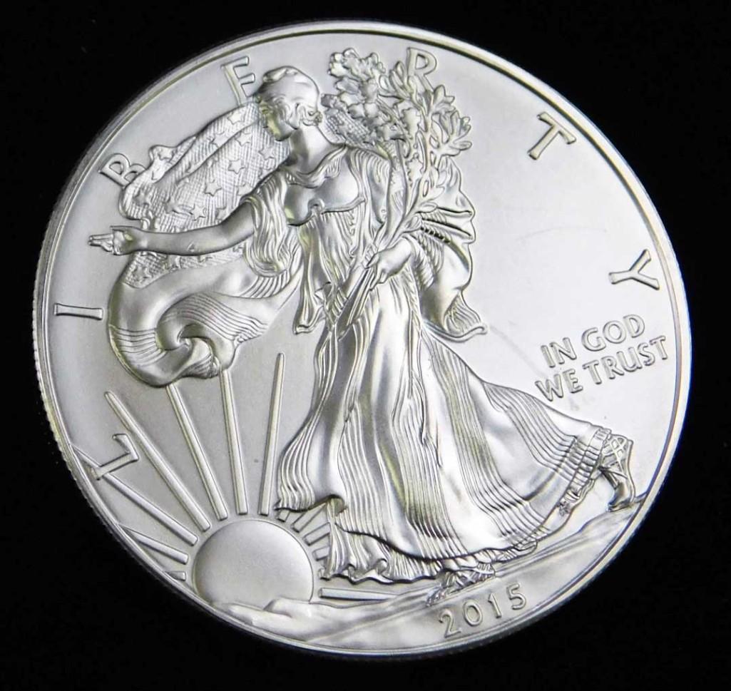 2015 BU American Silver Eagle 1 Oz Silver Round Coin (1 of 2)