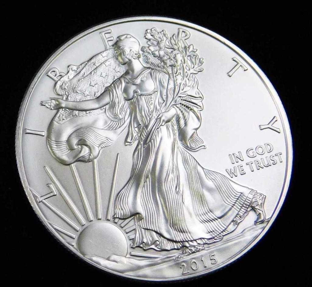 2015 BU American Silver Eagle 1 Oz Silver Round Coin (1 of 2)
