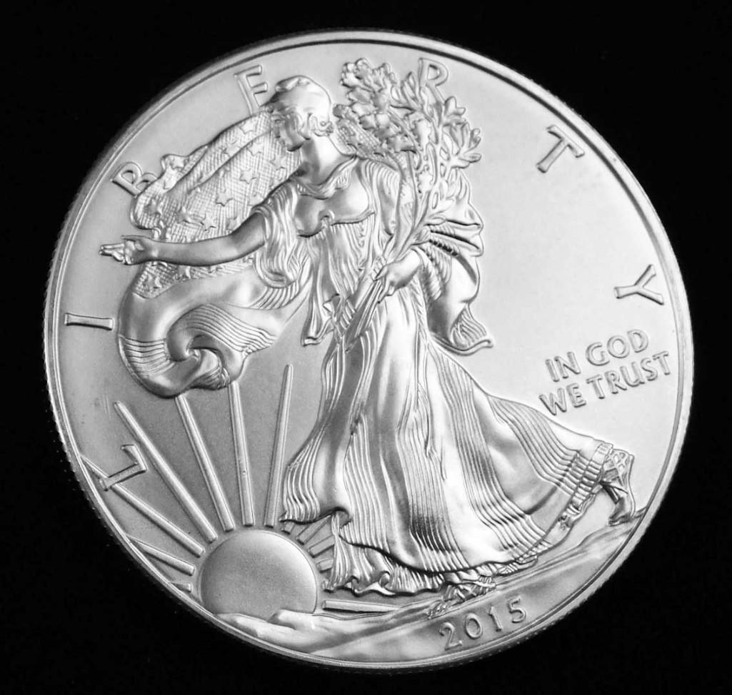 2015 BU American Silver Eagle 1 Oz Silver Round Coin (1 of 2)