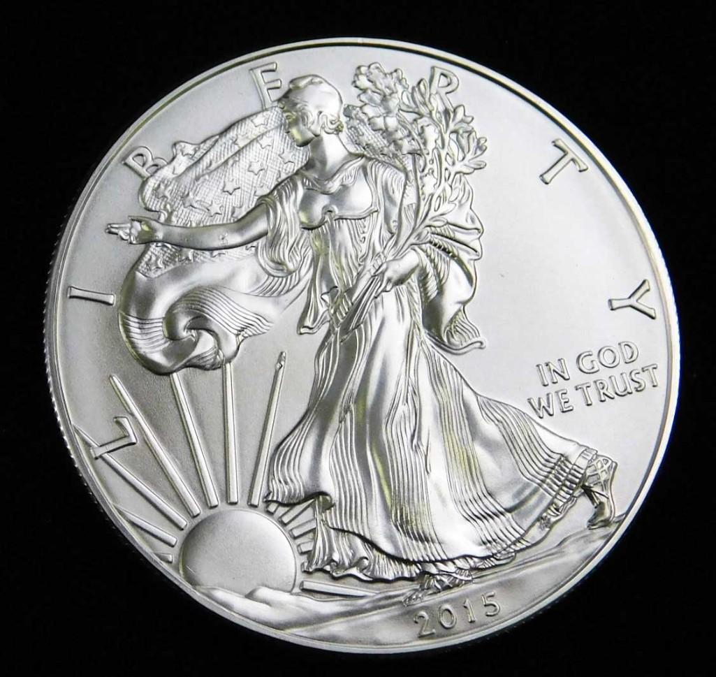 2015 BU American Silver Eagle 1 Oz Silver Round Coin (1 of 2)