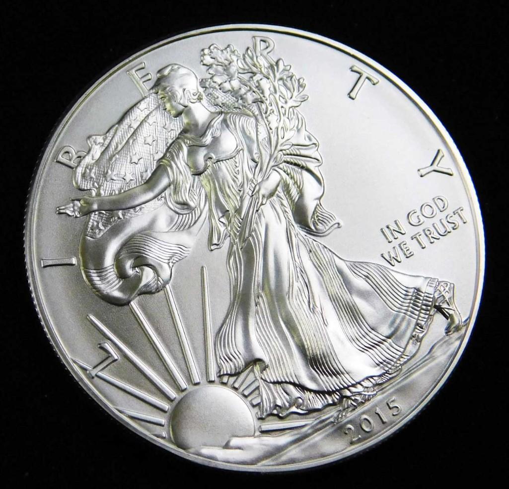2015 BU American Silver Eagle 1 Oz Silver Round Coin (1 of 2)