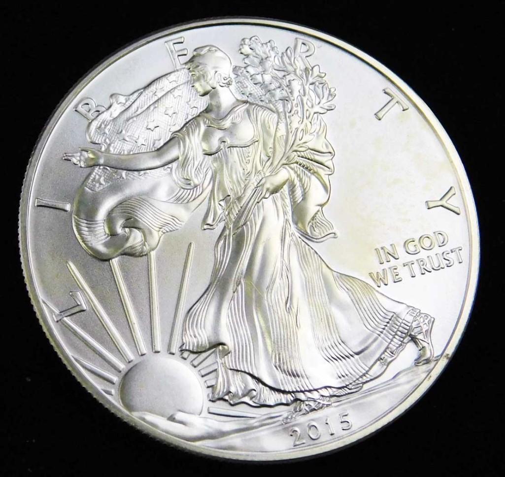 2015 BU American Silver Eagle 1 Oz Silver Round Coin (1 of 2)