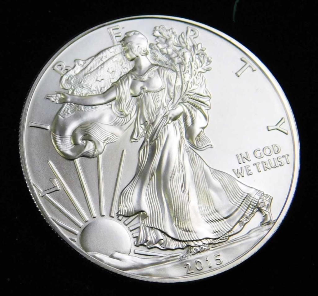 2015 BU American Silver Eagle 1 Oz Silver Round Coin (1 of 2)