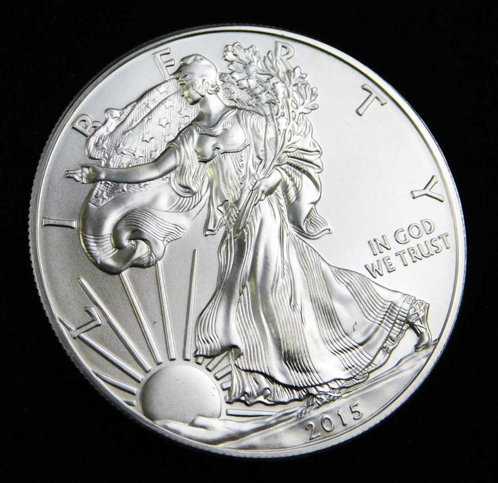 2015 BU American Silver Eagle 1 Oz Silver Round Coin (1 of 2)