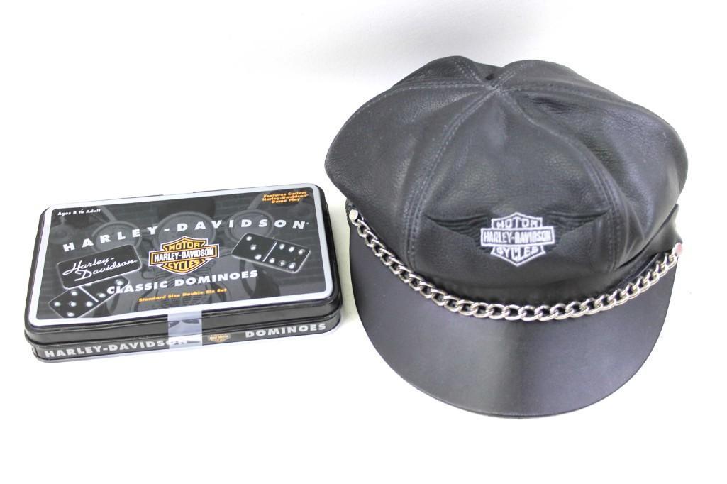 Harley Davidson Leather Motorcycle Hat and Domino Set (1 of 5)