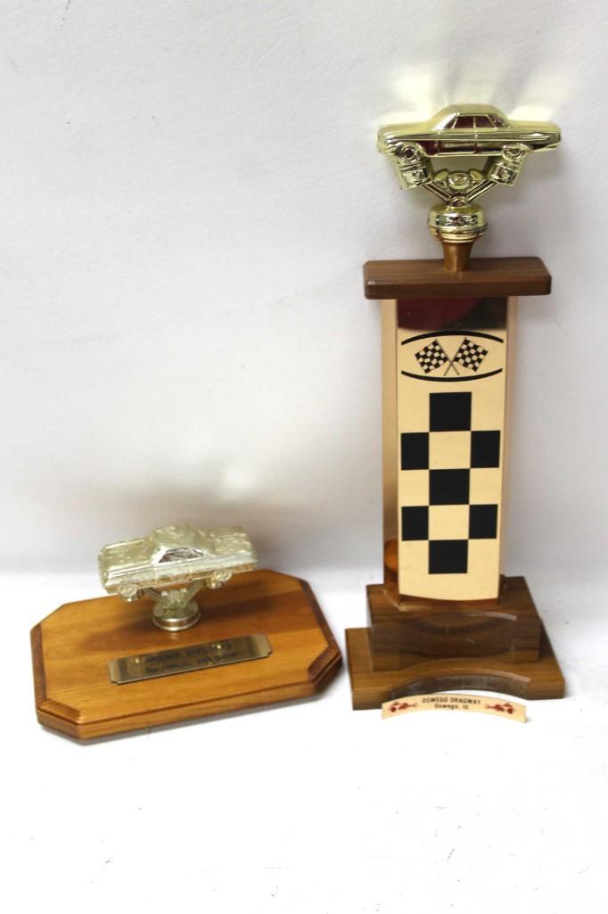 Racecar Trophys - Oswego Dragway and Argonne Employees: Racecar Trophys - Oswego Dragway and Argonne Employees Card Show