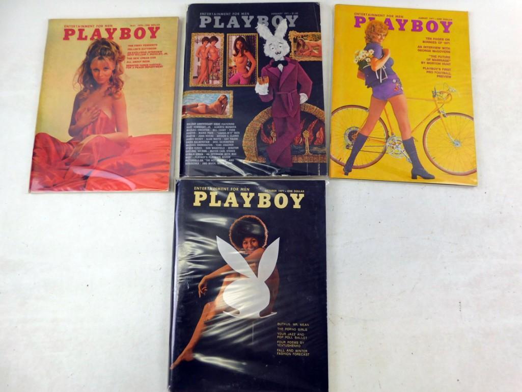 Lot of 4 Playboy Magazines from 1970 and 1971 (1 of 3)