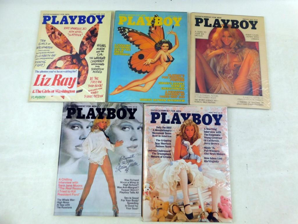 Lot of 5 Playboy Magazines from 1976: Lot of 5 Playboy Magazines from 1976