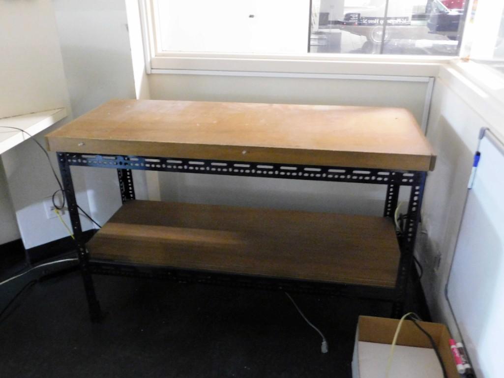 Sturdy Work Bench: Sturdy Work Bench 49" Metal/Wood Because of the current covid 19 situation, pick up times are by appointment only. Pick up for this auction will be Feb 27 and 28 during the auction or Monday, March 1 