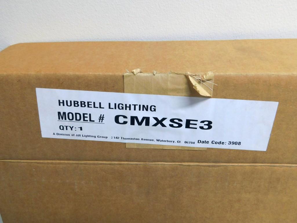 Hubbell Lighting Exit Sign New in Box: Hubbell Lighting Exit Sign New in Box Model CMXSE3 Because of the current covid 19 situation, pick up times are by appointment only. Pick up for this auction will be Feb 27 and 28 during the auction o
