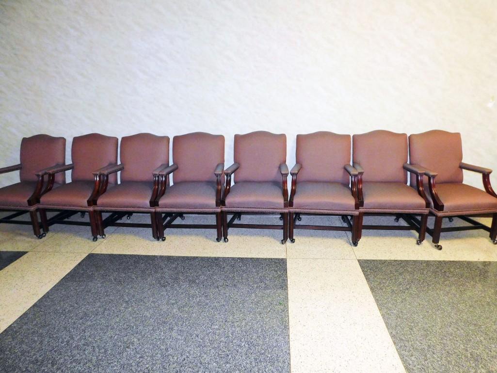8 Conference Room Chairs with Nail Head Trim and: 8 Conference Room Chairs with Nail Head Trim and Casters Because of the current covid 19 situation, pick up times are by appointment only. Pick up for this auction will be Feb 27 and 28 during the auc