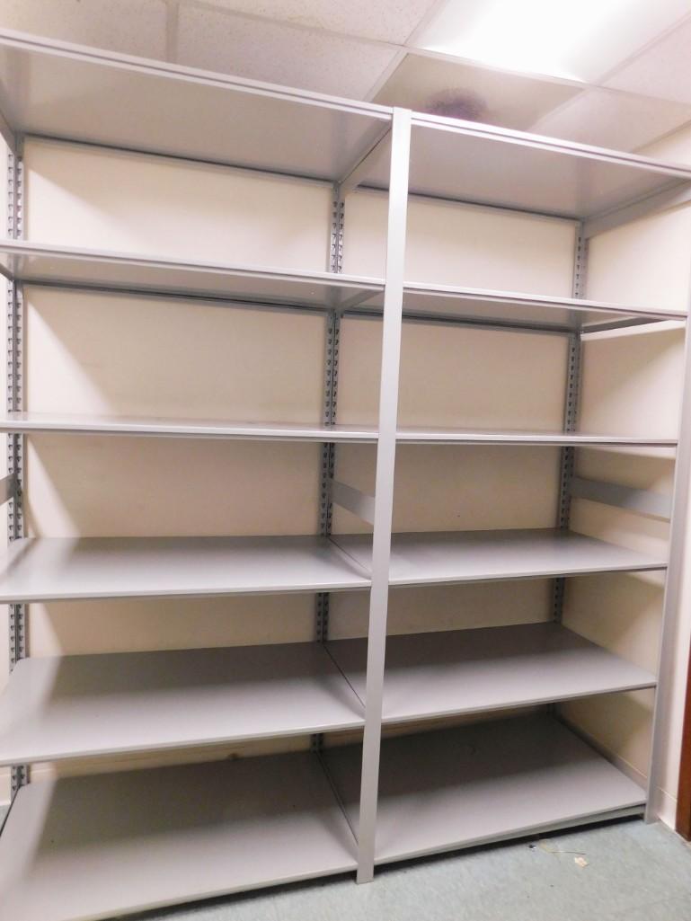 1 Large Metal Shelving Unit: 1 Large Metal Shelving Unit 36"W x 88.5"T x 44"D Because of the current covid 19 situation, pick up times are by appointment only. Pick up for this auction will be Feb 27 and 28 during the auction or 