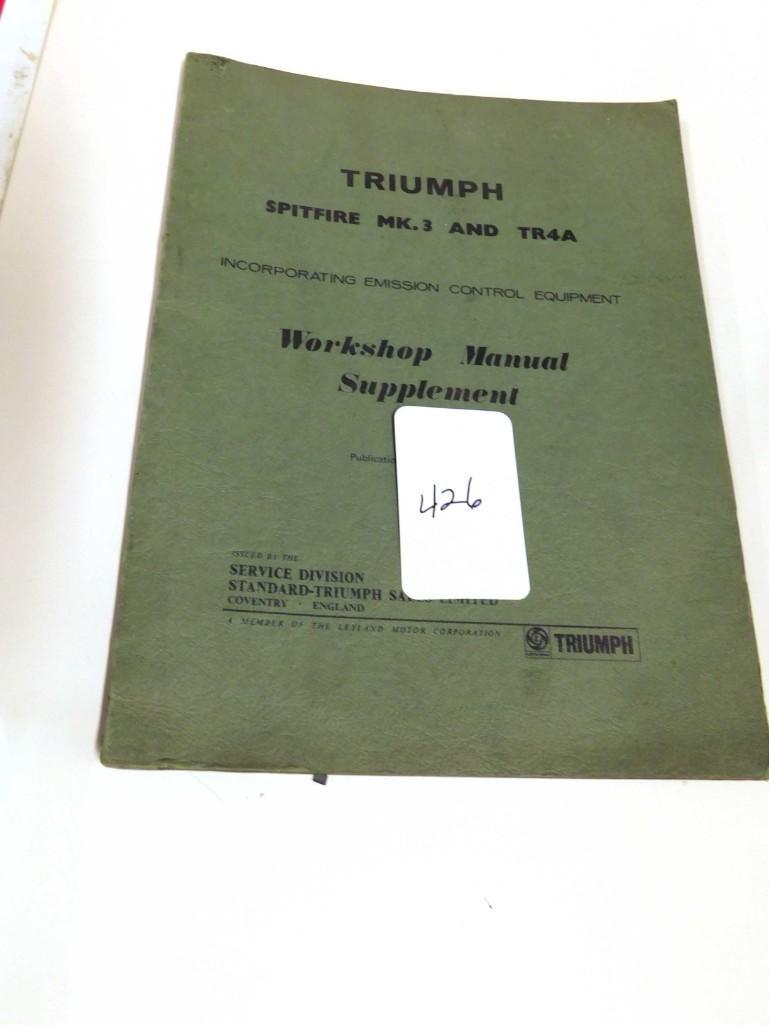 Vtg Triumph Spitfire MK3TR48 Workshop Manual Supplement: Vtg Triumph Spitfire MK3TR48 Workshop Manual Supplement Because of the current covid 19 situation, pick up times are by appointment only. Pick up for this auction will be Feb 27 and 28 during the auct