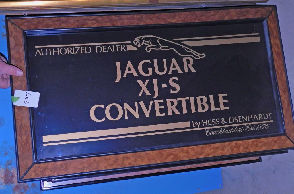 Vintage Jaguar XJS Convertible Advertising Wall Plaque: Vintage Jaguar XJS Convertible Dealership Advertising Wall Plaque Because of the current covid 19 situation, pick up times are by appointment only. Pick up for this auction will be Feb 27 and 28 durin