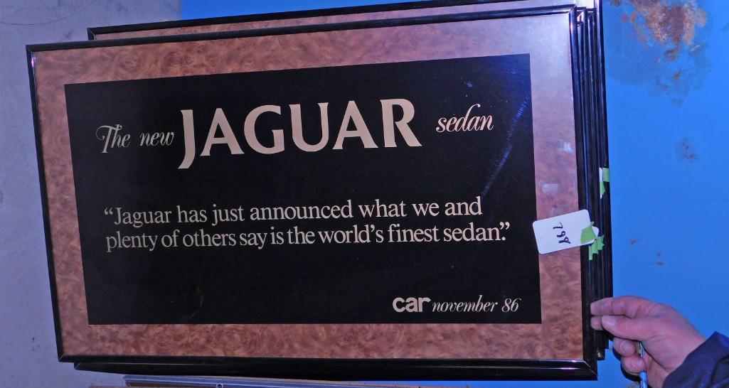 Vtg "The New Jaguar Sedan" Advertising Wall Plaque: Vintage "The New Jaguar Sedan" Dealership Advertising Wall Plaque " Jaguar has just announced what we and plenty of others say is the world's finest sedan" 1986 Because of the current covid 19 si