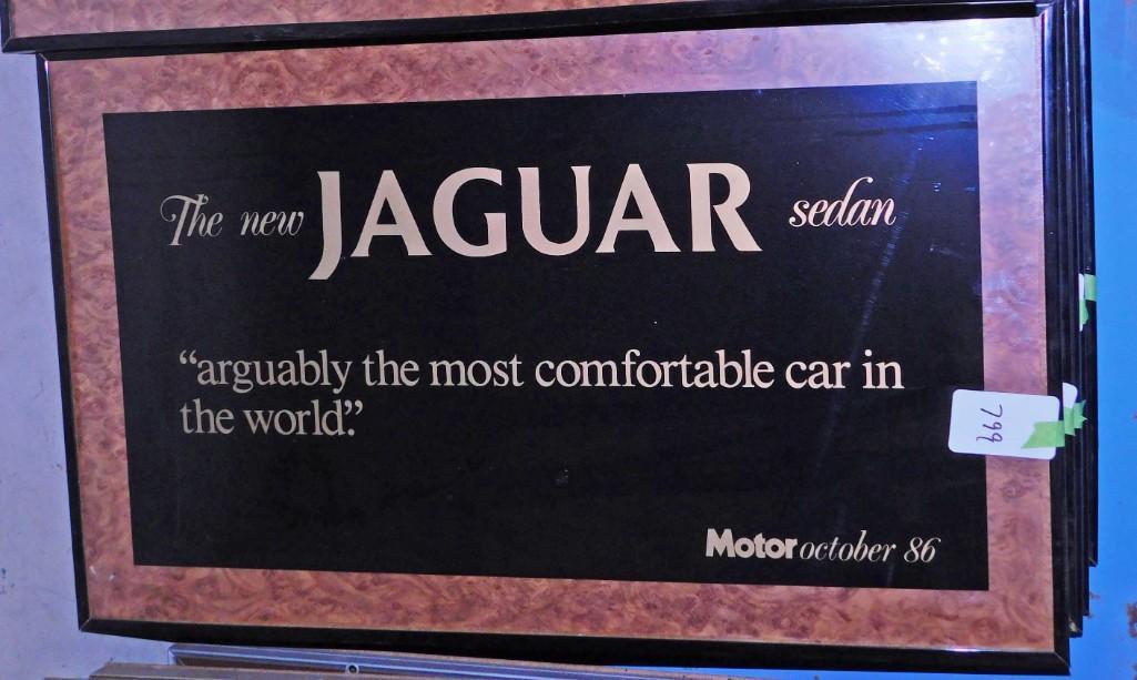 Vintage Jaguar "The New Jaguar Sedan" Advertising: Vintage Jaguar "The New Jaguar Sedan" Dealership Advertising Wall Plaque " Arguably the most comfortable car in the world " 1986 Because of the current covid 19 situation, pick up times are 