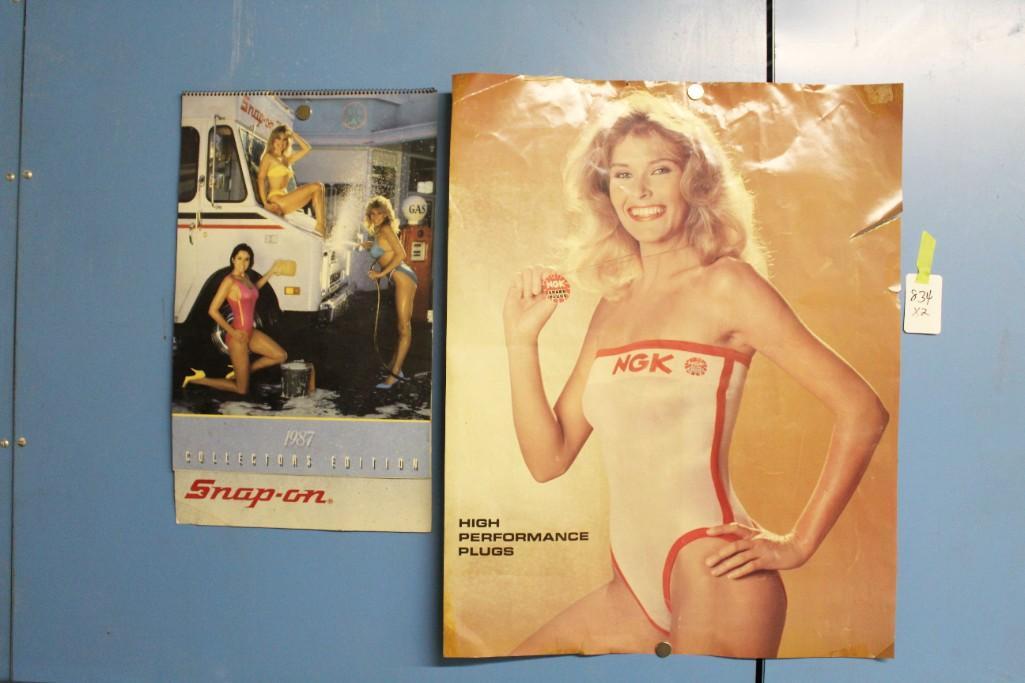 1987 Snap On Calendar & NGK Shop Poster: Vintage 1987 Snap On Calendar & NGK Shop Poster Condition: poster has rips and creases Because of the current covid 19 situation, pick up times are by appointment only. Pick up for this auction
