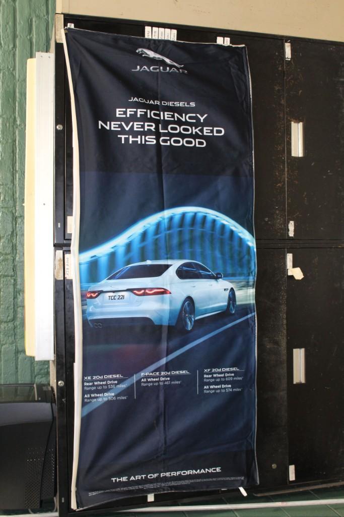 Jaguar Diesels Cloth Advertising Banner: Jaguar Diesels Cloth Advertising Banner " Efficiency never looked this good "