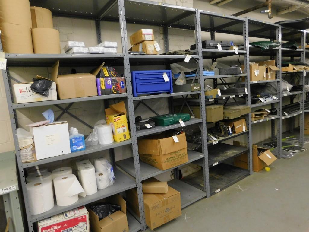 5 Gray Metal Shelving Units: 5 Gray Metal Shelving Units . This lot includes the shelving only. Contents sold separatly in other lots