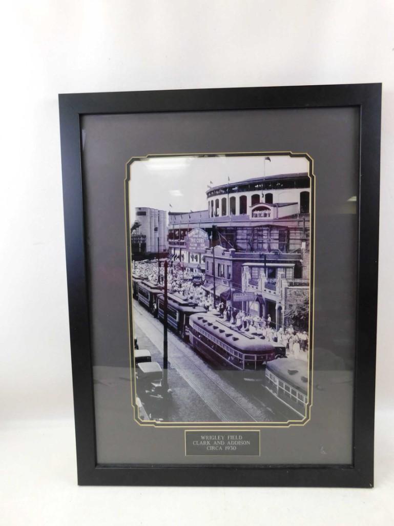 Framed Wrigley Field Photo Circa 1930: Framed Wrigley Field Photo Circa 1930 - Clark and Addison - Roughly 20" x 26"