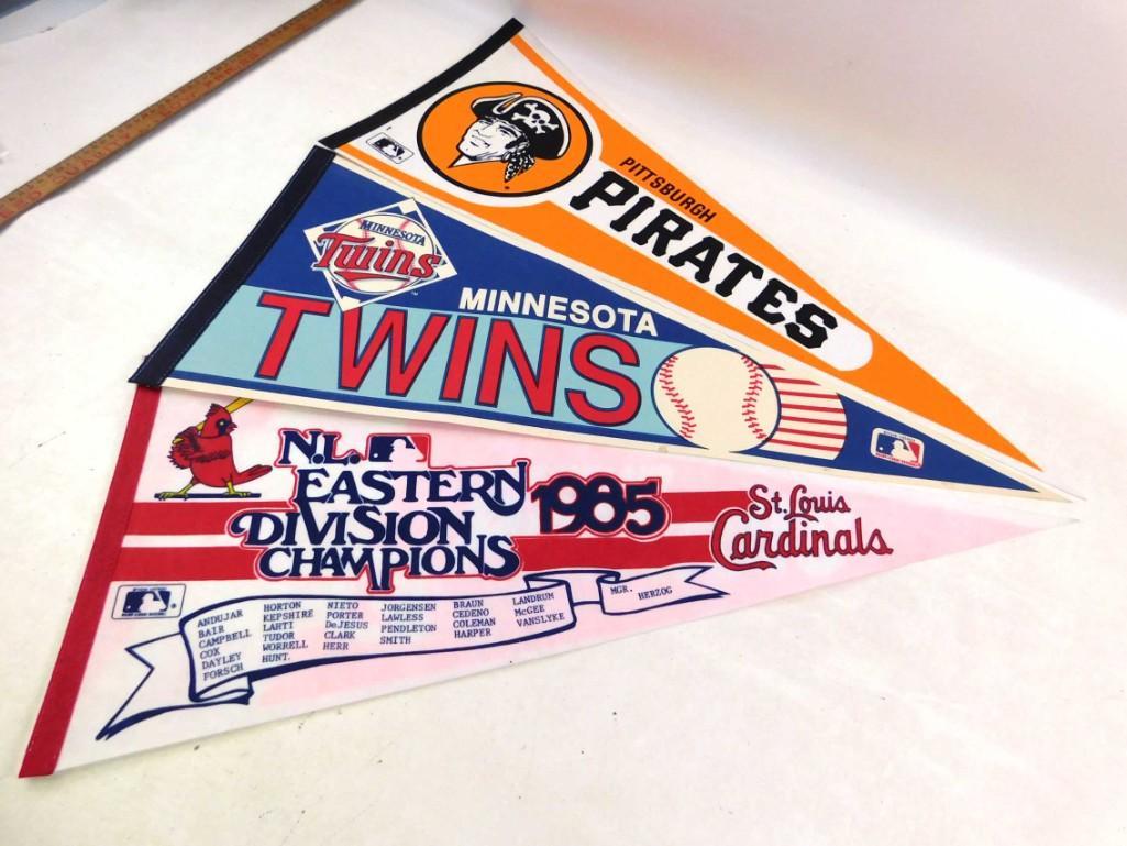 Lot of 3 Vintage Baseball Pennants including 1985 St. (1 of 5)