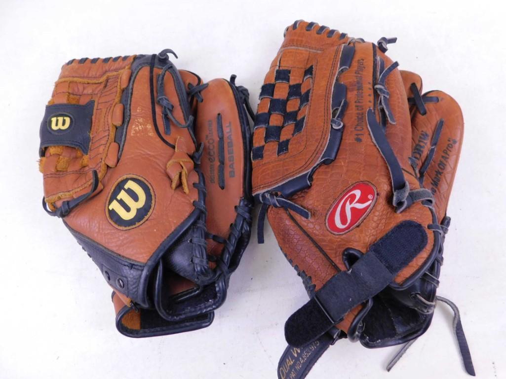 2 Baseball Gloves / Mitts including Wilson and Rawlings (1 of 4)