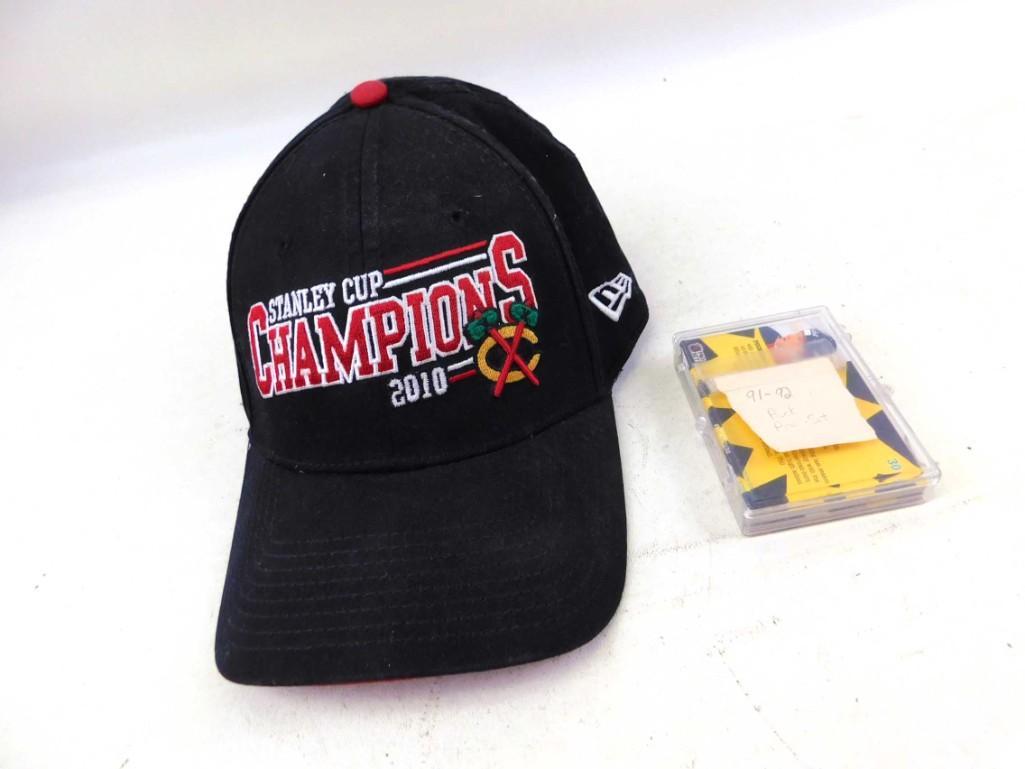 1991-1992 Hockey Card Puck Pro Set and Chicago: 1991-1992 Hockey Card Puck Pro Set and Chicago Blackhawks 2010 Championship Hat