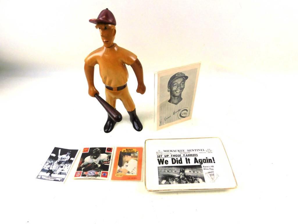 Wooden Baseball Figurine, Ernie Banks Card, Misc. (1 of 7)