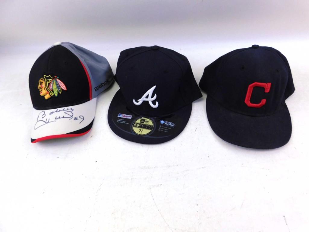 Lot of 3 hats including Bobby Hull Signed Blackhawks (1 of 5)