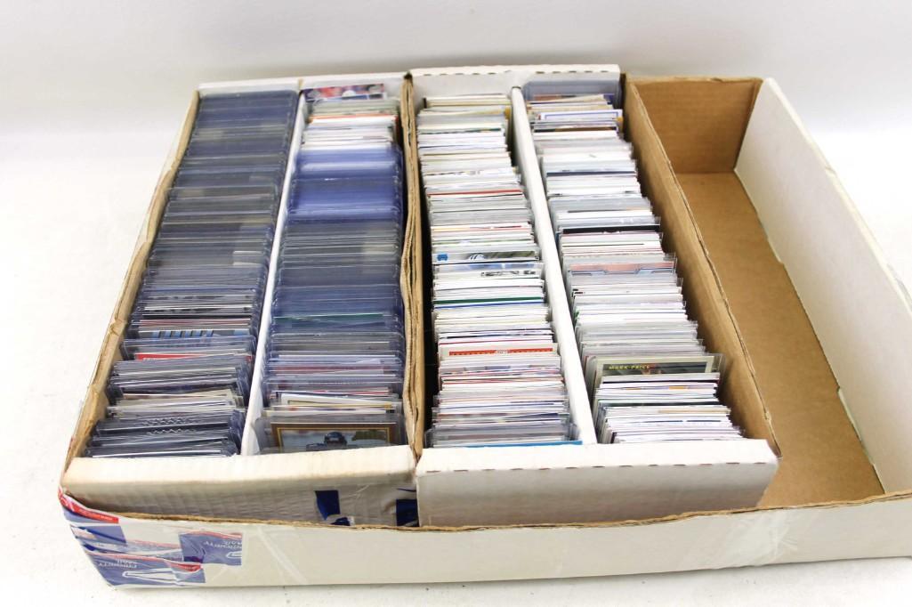 4 Row Flat full of Mostly Football and Baseball Cards (1 of 5)