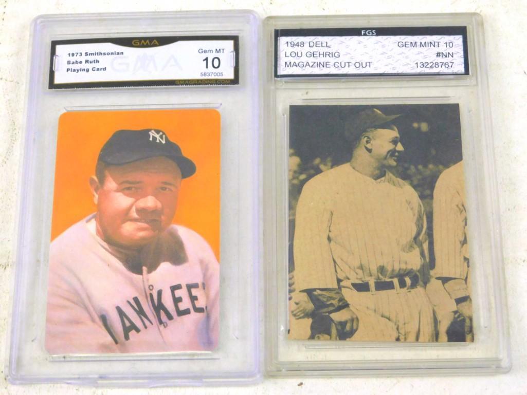 Graded Babe Ruth and Lou Gehrig Cards 1973 Smithsonian (1 of 6)