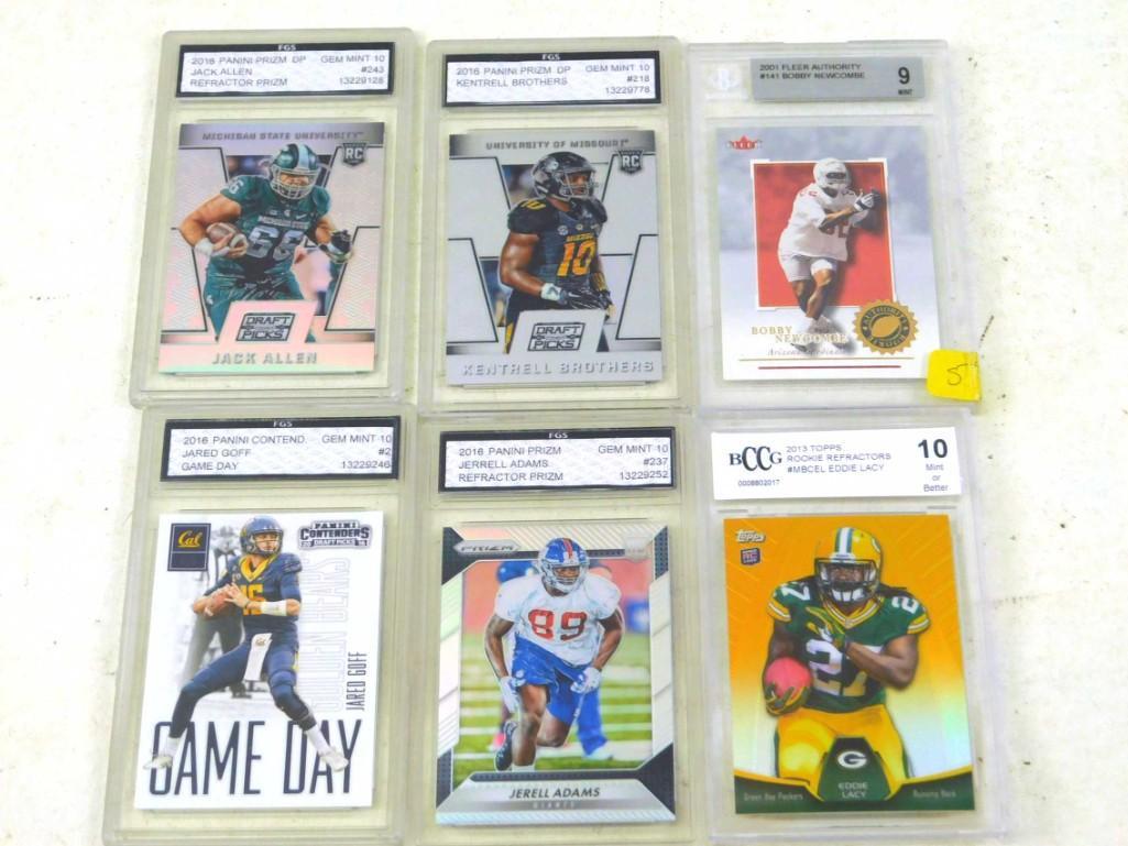 Lot of 6 Graded Football Cards - Jack Allen FGS 10, (1 of 5)