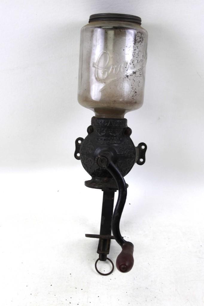 Antique Crystal Coffee Grinder with Glass Jar (1 of 7)