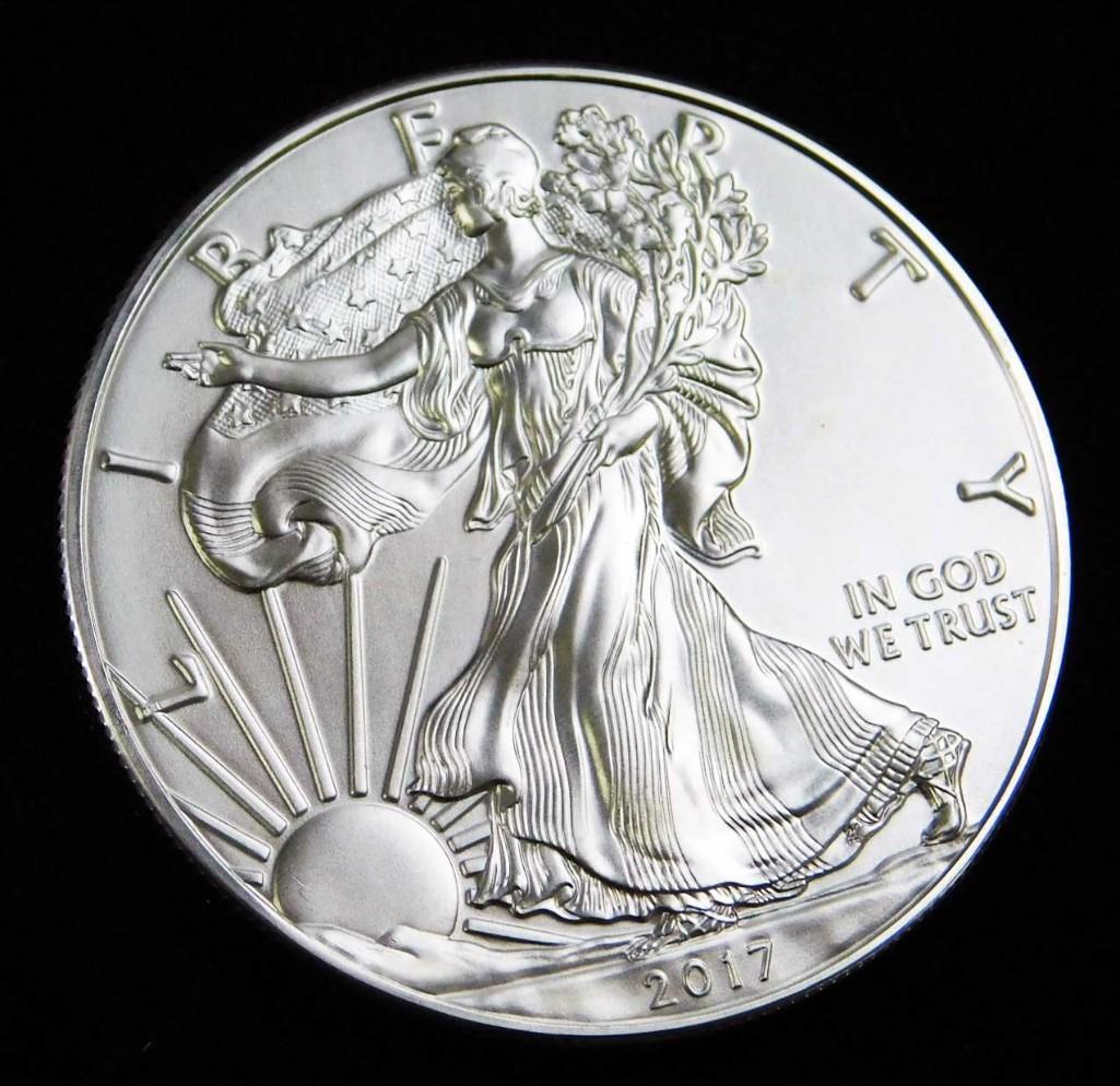 2017 BU American Silver Eagle 1 oz Silver Round Coin (1 of 2)