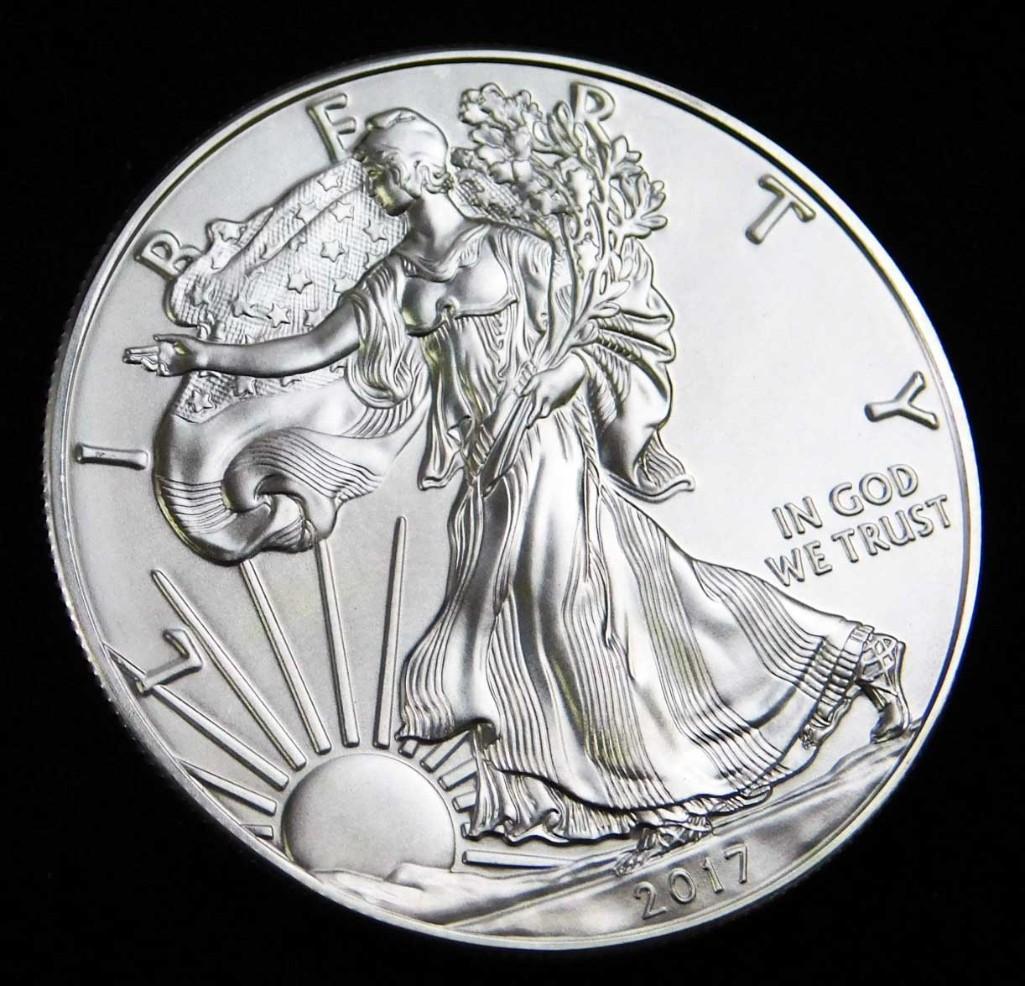 2017 BU American Silver Eagle 1 oz Silver Round Coin (1 of 2)