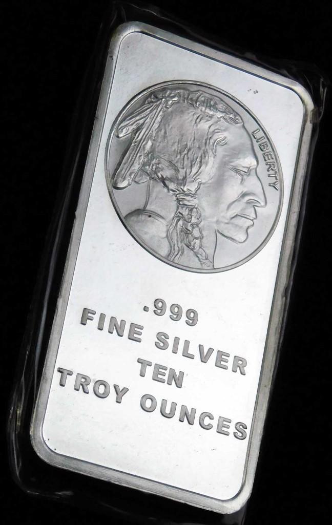 10 Troy Oz Silver Bar Indian Head Buffalo Design (1 of 2)