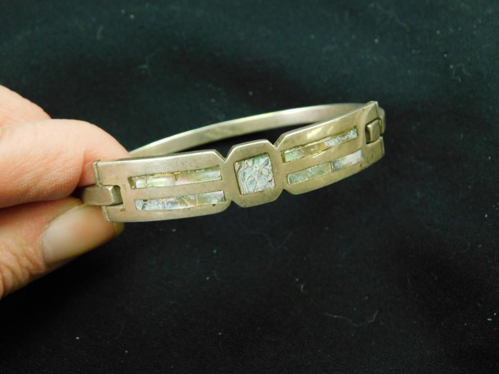 Sterling Silver Bracelet with Abalone Shell Inlay (1 of 3)