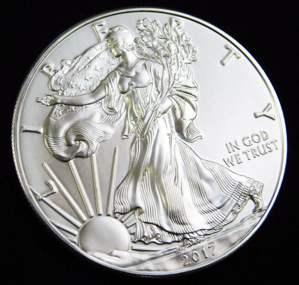 2017 BU American Silver Eagle 1 oz Silver Round: 2017 Brilliant Uncirculated American Silver Eagle 1 ounce Silver Round