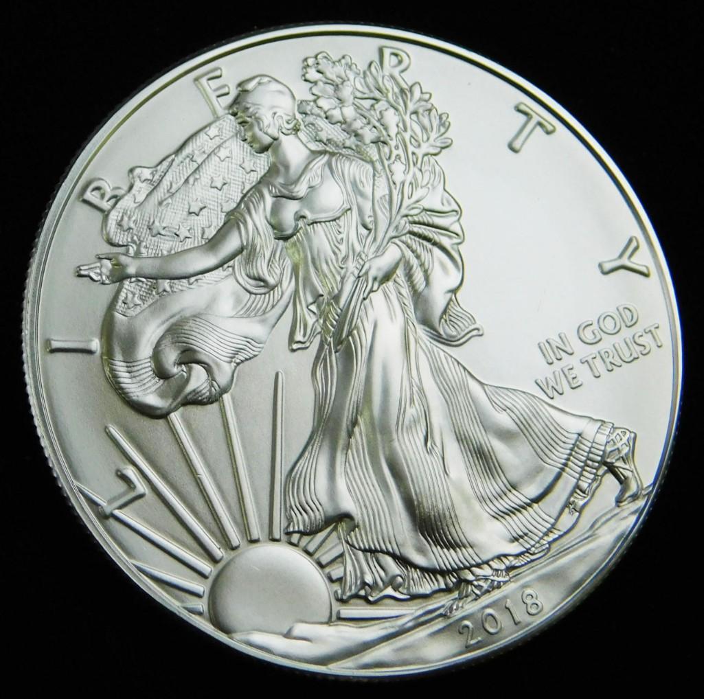 2018 BU American Silver Eagle 1 oz Silver Round (1 of 2)