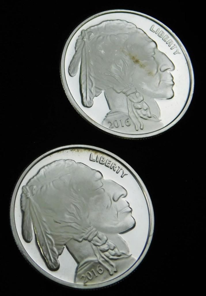 2 BU 2016 Indian Head Buffalo 1 oz Silver Rounds (1 of 2)