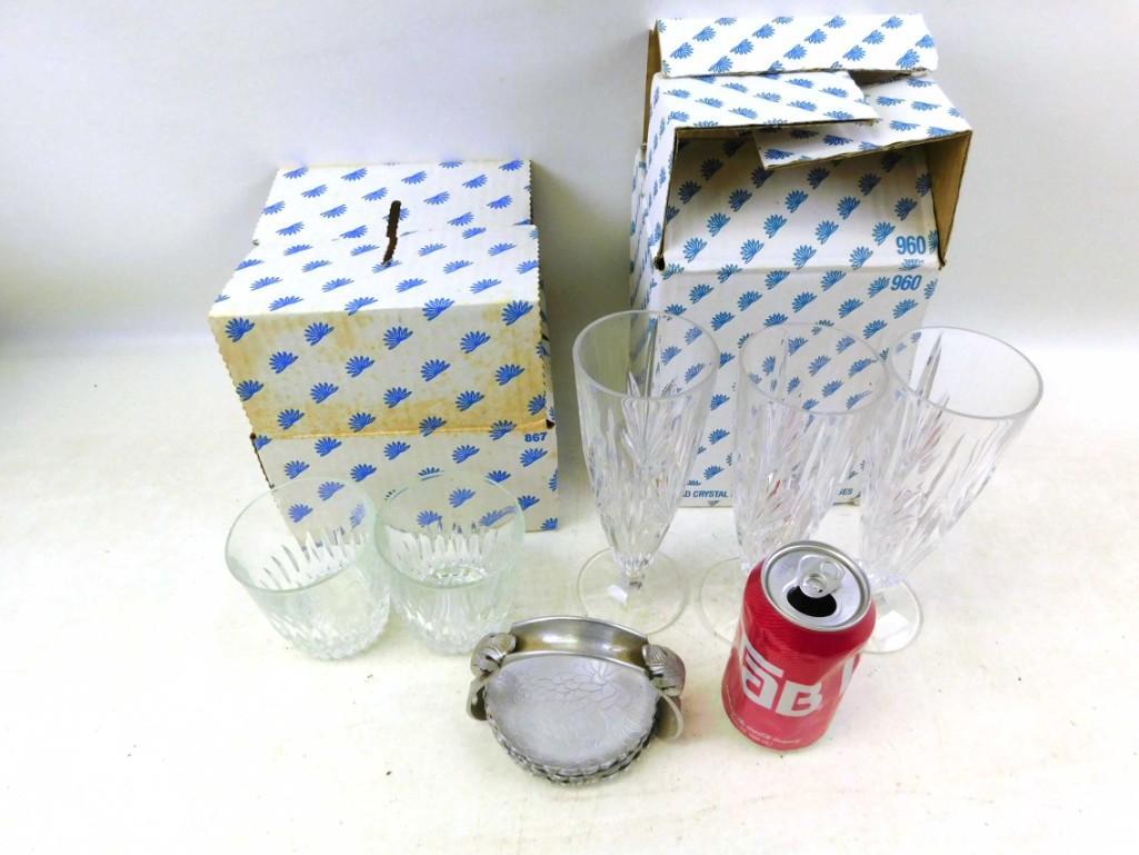 Crystal Glasses and Vintage Metal Coasters: Crystal Glasses and Vintage Metal Coasters